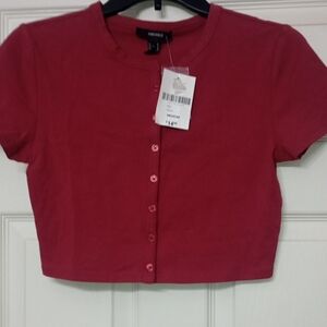 Forever 21 Red Button-Front Crop Top- TAGS TAKEN OFF, NWOT